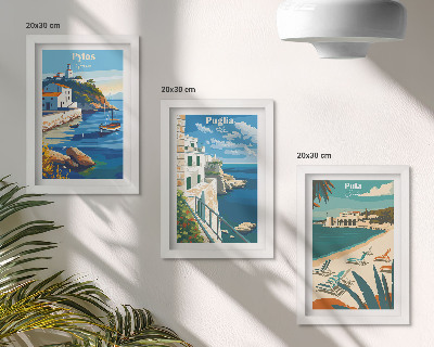 Set 3 slik v okvirju Slikovite obmorske pokrajine turističnih destinacij