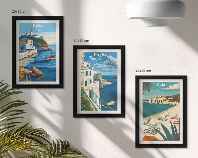 Set 3 slik v okvirju Slikovite obmorske pokrajine turističnih destinacij
