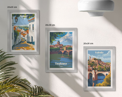 Set 3 slik v okvirju Grafike znanih mest v retro slogu