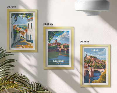 Set 3 slik v okvirju Grafike znanih mest v retro slogu