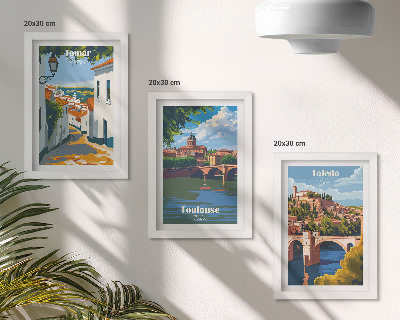 Set 3 slik v okvirju Grafike znanih mest v retro slogu