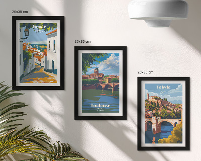 Set 3 slik v okvirju Grafike znanih mest v retro slogu