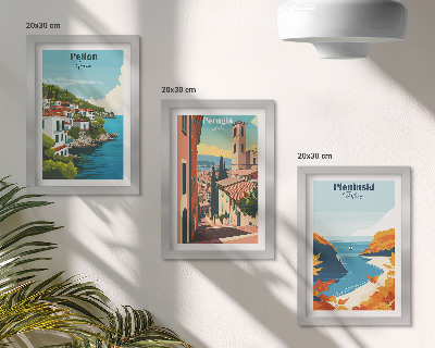 Komplet slik v okvirju Slikovite pokrajine v retro slogu
