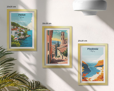 Komplet slik v okvirju Slikovite pokrajine v retro slogu