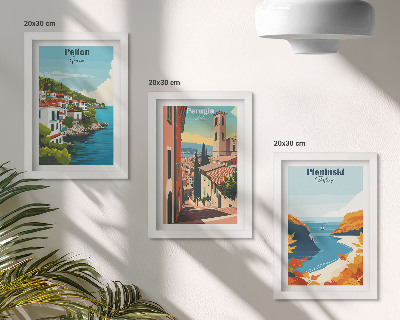 Komplet slik v okvirju Slikovite pokrajine v retro slogu