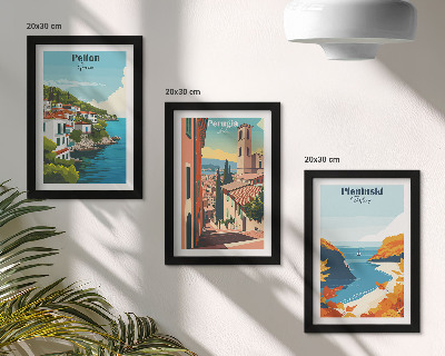 Komplet slik v okvirju Slikovite pokrajine v retro slogu
