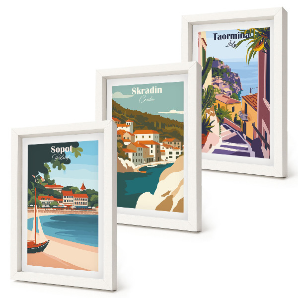 Stenska galerija slik Elegantne ilustracije obmorskega mesta