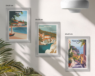 Stenska galerija slik Elegantne ilustracije obmorskega mesta