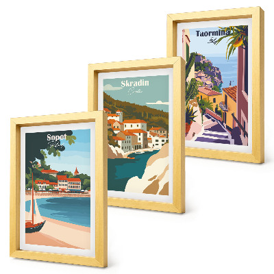 Stenska galerija slik Elegantne ilustracije obmorskega mesta