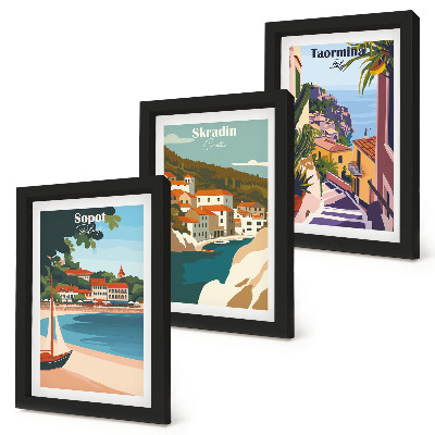 Stenska galerija slik Elegantne ilustracije obmorskega mesta
