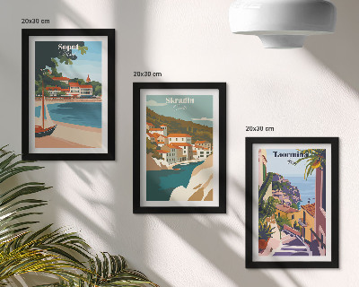 Stenska galerija slik Elegantne ilustracije obmorskega mesta