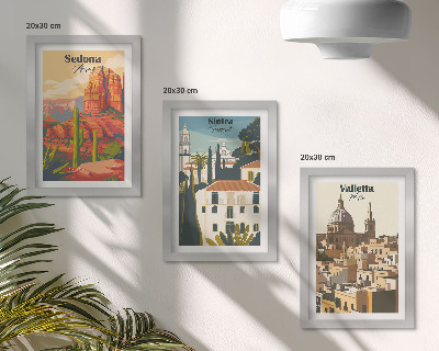 Set 3 slik v okvirju Retro mestne krajine Sedone, Sintre in Vallette
