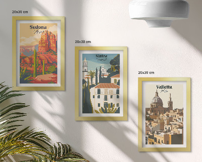 Set 3 slik v okvirju Retro mestne krajine Sedone, Sintre in Vallette