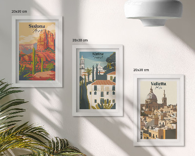 Set 3 slik v okvirju Retro mestne krajine Sedone, Sintre in Vallette