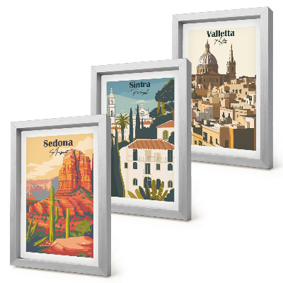 Set 3 slik v okvirju Retro mestne krajine Sedone, Sintre in Vallette
