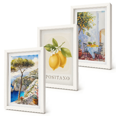 Komplet slik v okvirju Razgledi na Positano z limonovci na soncu