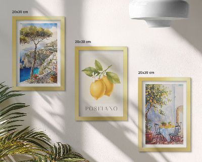 Komplet slik v okvirju Razgledi na Positano z limonovci na soncu