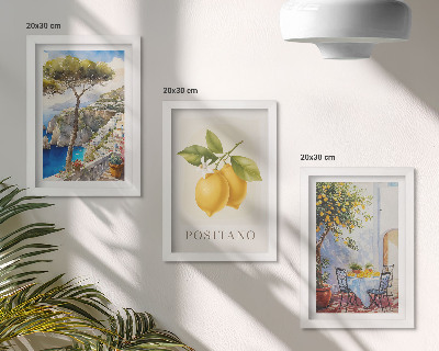 Komplet slik v okvirju Razgledi na Positano z limonovci na soncu