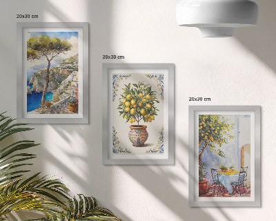 Stenska galerija slik Pogled na morje z limoninim drevesom in vrtno mizo