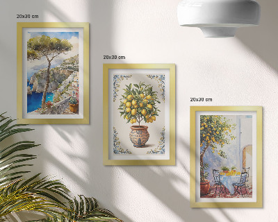 Stenska galerija slik Pogled na morje z limoninim drevesom in vrtno mizo