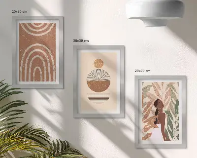 Komplet slik v okvirju z elegantnimi rastlinskimi vzorci in geometrijskimi oblikami