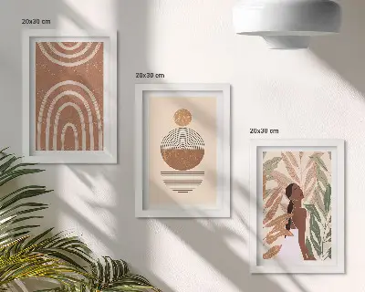 Komplet slik v okvirju z elegantnimi rastlinskimi vzorci in geometrijskimi oblikami