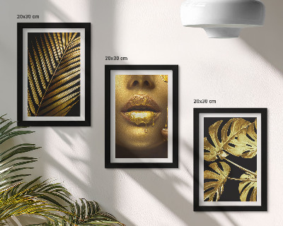 Set 3 slik v okvirju Palmovi listi ženski obraz listi monstere