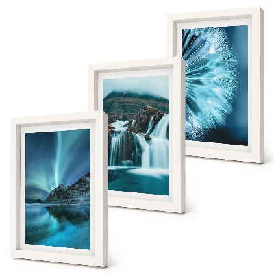 Stenska galerija slik Zimske pokrajine s slapovi in ​​auroro borealis