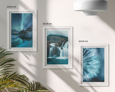 Stenska galerija slik Zimske pokrajine s slapovi in ​​auroro borealis
