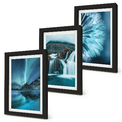 Stenska galerija slik Zimske pokrajine s slapovi in ​​auroro borealis