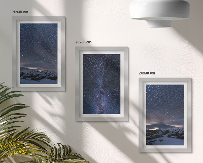 Stenska galerija slik Nočno nebo z zvezdami in gorsko pokrajino
