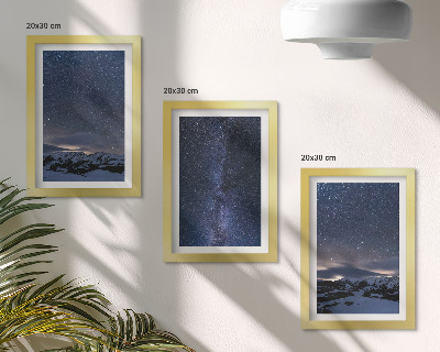Stenska galerija slik Nočno nebo z zvezdami in gorsko pokrajino