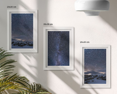 Stenska galerija slik Nočno nebo z zvezdami in gorsko pokrajino