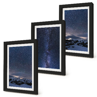 Stenska galerija slik Nočno nebo z zvezdami in gorsko pokrajino