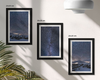 Stenska galerija slik Nočno nebo z zvezdami in gorsko pokrajino