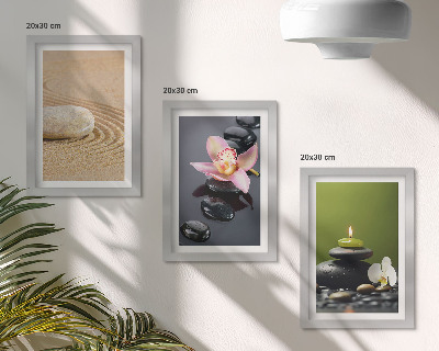 Set 3 slik v okvirju Sproščujoči kamniti motivi miru in zen