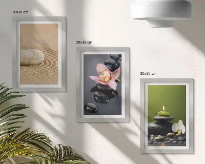 Komplet 3 slik v okvirju sproščujoči kamniti motivi v zen stilu