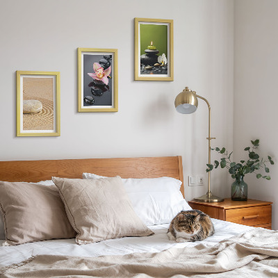 Set 3 slik v okvirju Sproščujoči kamniti motivi miru in zen
