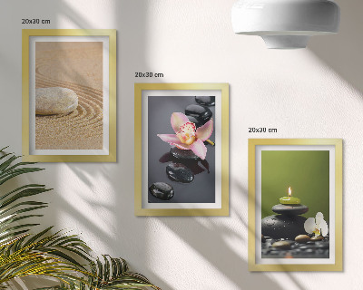 Set 3 slik v okvirju Sproščujoči kamniti motivi miru in zen