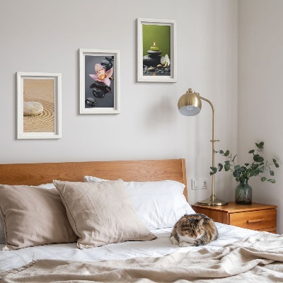Set 3 slik v okvirju Sproščujoči kamniti motivi miru in zen