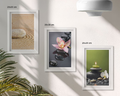 Set 3 slik v okvirju Sproščujoči kamniti motivi miru in zen