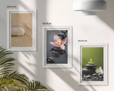 Komplet 3 slik v okvirju sproščujoči kamniti motivi v zen stilu