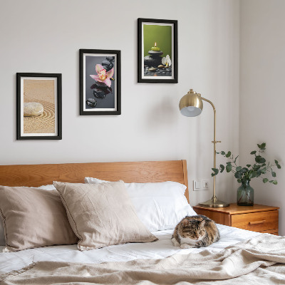 Set 3 slik v okvirju Sproščujoči kamniti motivi miru in zen