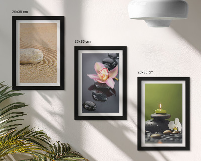 Set 3 slik v okvirju Sproščujoči kamniti motivi miru in zen