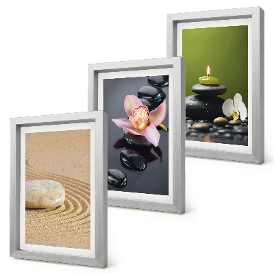 Set 3 slik v okvirju Sproščujoči kamniti motivi miru in zen