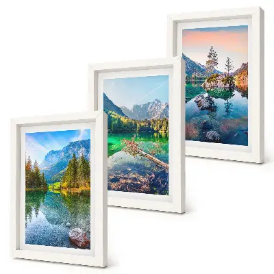 Stenska galerija slik z motivom gorskih jezer in okoliške naravne pokrajine