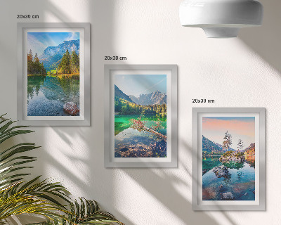 Stenska galerija slik Gorska jezera z vodo in okoliške naravne pokrajine