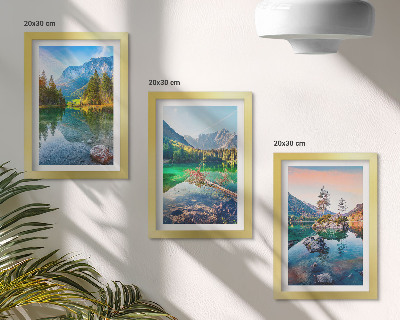Stenska galerija slik Gorska jezera z vodo in okoliške naravne pokrajine