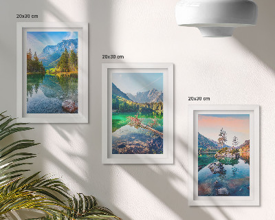 Stenska galerija slik Gorska jezera z vodo in okoliške naravne pokrajine