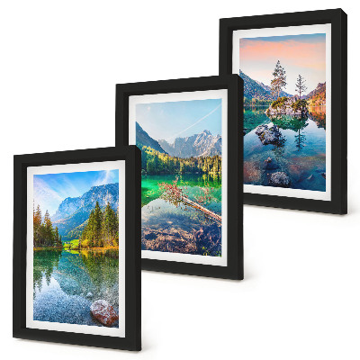 Stenska galerija slik Gorska jezera z vodo in okoliške naravne pokrajine